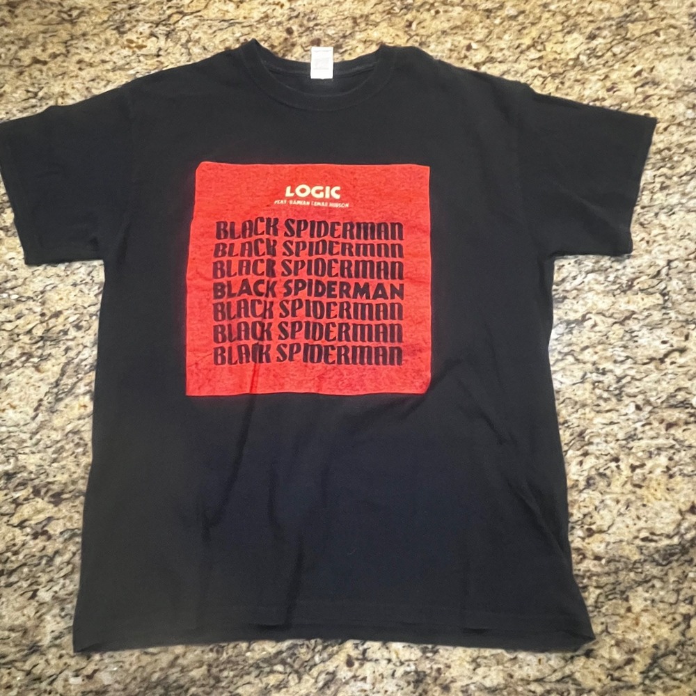 Logic Black Spiderman T Shirt Mens Large Damian Lemar Hudson Hip Hop Graphic Tee